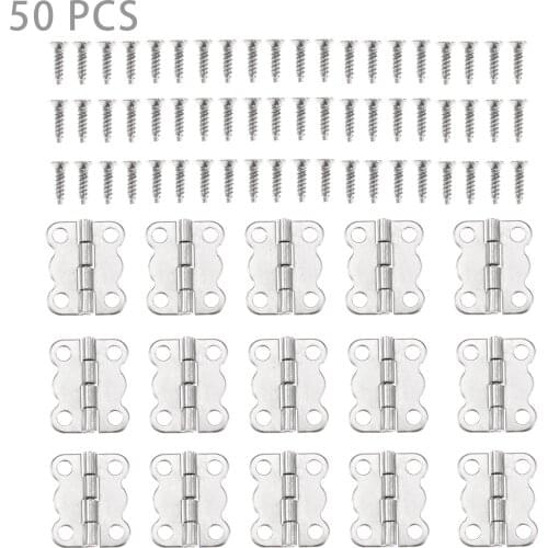 50Pcs 16*12mm Vintage Jewelry Wood Boxes Hinge Butterfly Cabinet Door Luggage Furniture Hinge 4 Holes Furniture Decor W/Screw