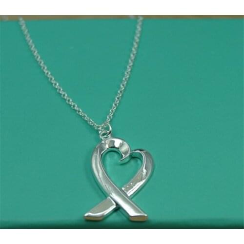New 925 Silver Heart Shape Pendant Necklace For Women Charm Jewelry Gift