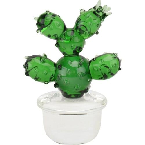 1Pc Mini Cactus Figurine Adornment Desktop Glass Cactus Ornament Home Decoration Photo Prop Tasteful Gift