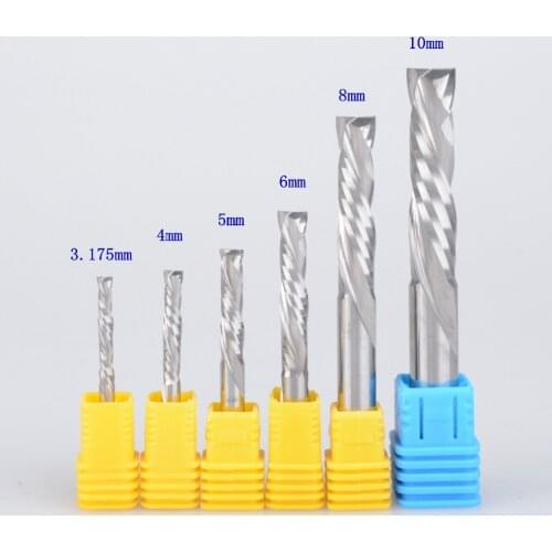 10Pcs 3.175, 4mm UP DOWN Cut Two Flutes Spiral Carbide Mill Tool Cutters for CNC Router, Compression Wood End Mill Cutter Bits