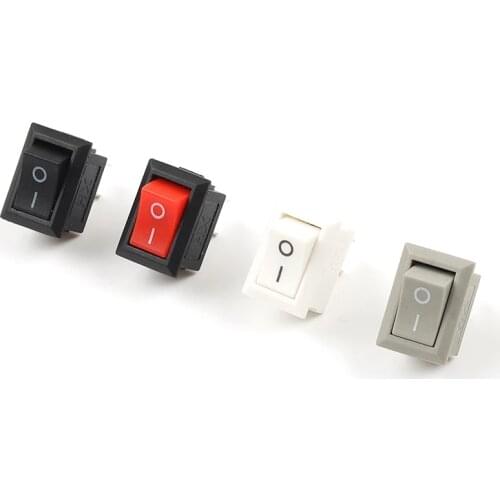 10PCS Button Switch 10x15mm SPST 2Pin 3A 250V KCD11 Mini Boat Rocker Switch ON/Off Rocker Switch Black Red and White Gray