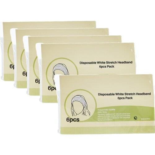 30Pcs Disposable Spa Facial Headbands Non-Woven Cloth Hair Band Soft Skin Care for Women Girls Makeup Bathroom Supplies White