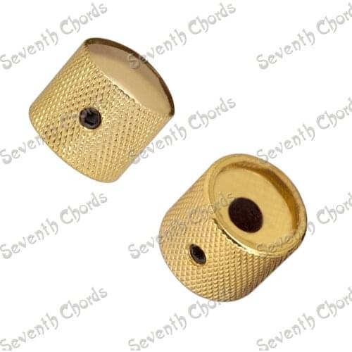 4 Pcs of A Set Gold Fine Grain Metal Knurled Barrel Dome Bass Guitar Volume Tone Control Knobs Button / C-1004XW