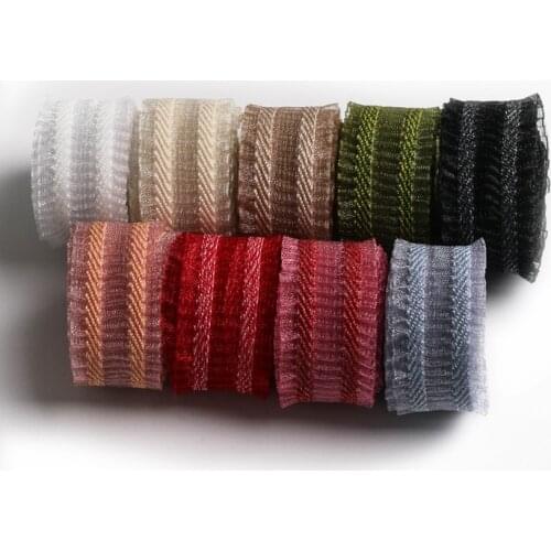 5 yards Wavy Edge Folded Snow Striped Organza Stain Ribbon for DIY Craft Bowknot Material Hair Accessories Gift Box Packaging