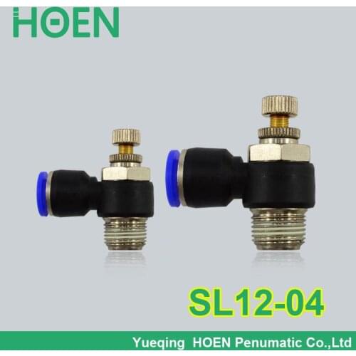 6Pcs 12mm Push In to Connect Fitting 1/2" Thread Pneumatic Speed Controller SL12-04