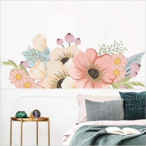1Pcs Watercolor Flowers Baseboard Wall Stickers For Living Room Bedroom Home Decoration Self-Adhesive Painting Pvc Wallpaper