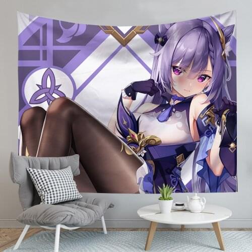 Anime Blanket Game Genshin Impact Cosplay Cloak Live Broadcast Background Cloth Wall Decoration Beach Party Camping Mat Project