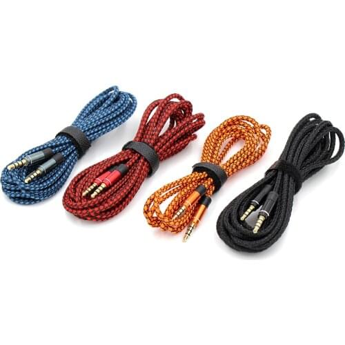 1.5 meter 4pole high-grade braided metal audio cable 3.5mm AUX audio cable