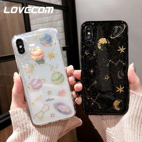 LOVECOM Planet Star Phone Case For iPhone 11 XS Pro Max XR X 7 8 Plus For Samsung A50 S10 Plus Note 10 Soft Back Cover Gift