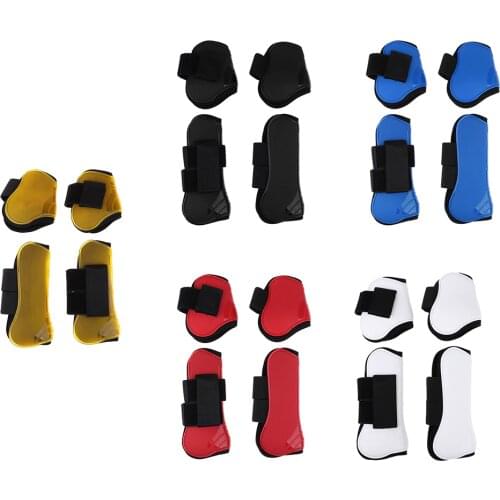 2 Pairs Horse Leg Boots Front Hind Leg Tendon Protect Equestrian Red