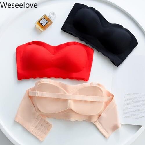 Weseelove Large Size Bh Plus Size Bra Without Bones Female Underwear Skin Sexy Seamless Bra Woman Tube Top Super Size Bra X63-2