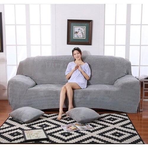 1/2/3/4 Seat Elastic Sofa Cover for Living Room Modern Couch Cushion Slipcovers Solid Color Plush Covers for Sofas and Armchairs