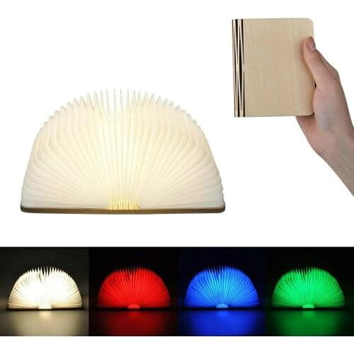 Wooden LED Folding Book Light bedroom decor Night lights USB Rechargeable Creative Wireless reading table Lamp Desk Decoration