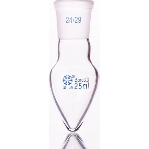 Pear-shaped flask,Capacity 25ml,Joint 24/29,Heart-shaped flasks,Coarse heart-shaped grinding bottles