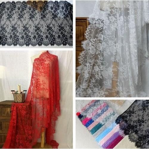 3M / 1piece French Eyelash Lace Fabric Colors Diy Exquisite Lace Embroidery Clothes Wedding Dress Accessories