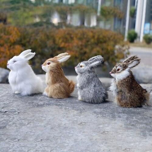 Lovely Simulation Animal Doll Plush Rabbit Toy Kids Gift Home Creative Ornaments Crafts Fur Lifelike Easter Bunny Photo Props