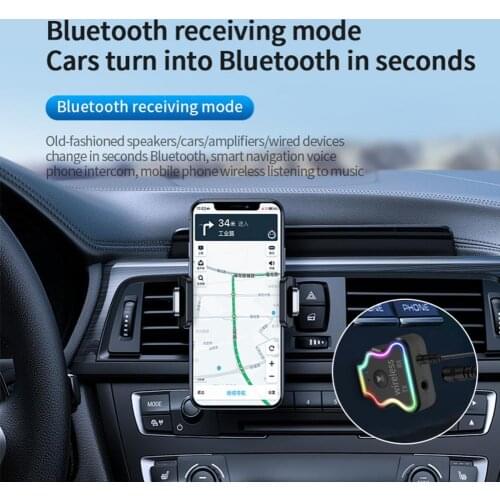 M10 USB Bluetooth 20m Signal Ambient Light 3.5mm Adapter Mouse Music Audio Receiver Transmitter for Car Audio