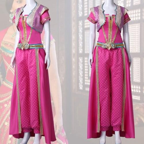 Aladdins Lamp Magic Jasmine Princess Dress Cosplay Costume Dance Cosplay Costume Halloween Performance Suit for Women Girls