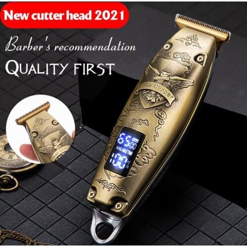 Hair Clippers for Men Cordless Close Cutting T-Blade Professional Full Metal Hair Cutting Beard Clipper Set with LED Grooming