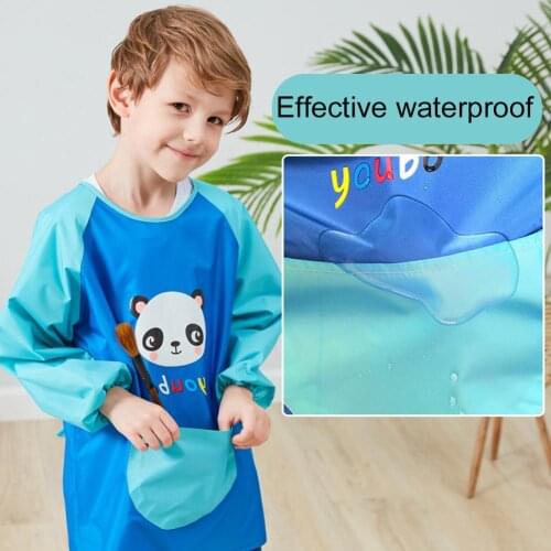 Cartoon Baby Bibs Waterproof Long Sleeve Apron Feeding Smock Bib Kids Apron Painting Drawing Coat Smock Saliva Burp Apron