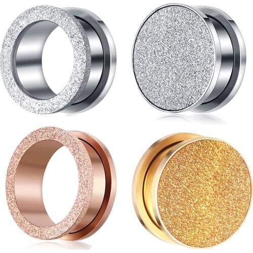 Fanpeijy 2pcs men Ear Gauges Flesh Tunnels Stainless Steel Glitter Earrings Gauges Piercing Body 00 Tunnels Ear Stretcher Plug