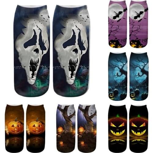 27 Styles New Short Socks 3D Three-Dimensional Halloween Christmas Cat And Dog Print Sports Socks Skeleton Ghost Feet Naked Sock