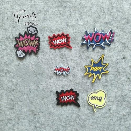 New arrive WOW Embroidery patches DIY Clothing Accessories Badge iron on patch decorate Applique Motif Stripes stickers Supplies