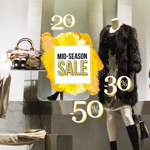 Window sticker Mid Season Sale-decorations for window shopping stores, without glue, repositionable and reusable