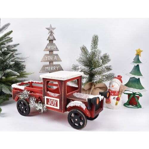 Christmas decorations wooden truck train model gift ornaments window scene layout shopping mall dress up ornaments