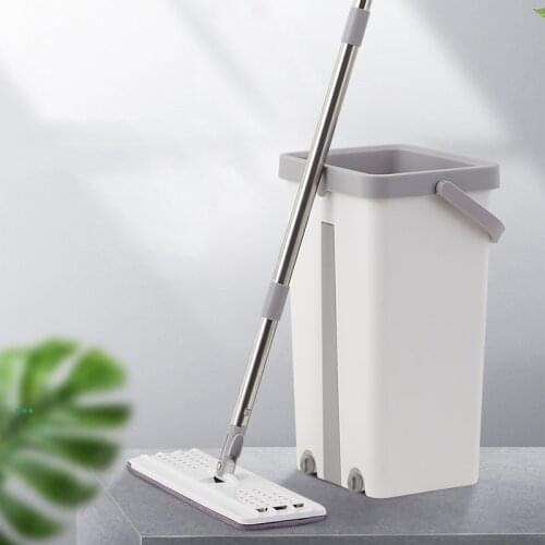 Flat Mop Bucket Set 360 Degree Rotation Cleaning Lazy Tool Avoid Hand Washing for Home @LS