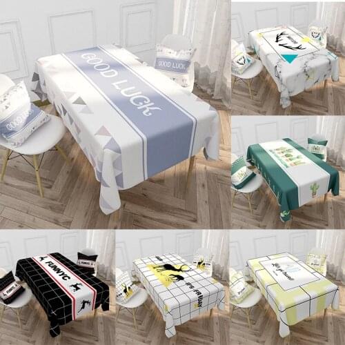Table Cloth Cartoon Elk Plant Cotton Linen Living Kitchen Household TableCloth Waterproof Oilproof Table Cover