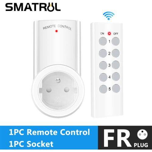 SMATRUL Wireless Remote Control Smart Socket EU UK French Plug Wall 433mhz Programmable Electrical Outlet Switch 220v 230v LED