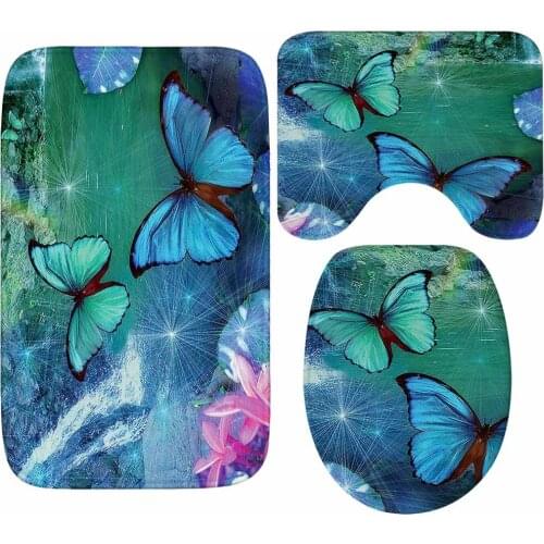 Modern Toilet Bath Mats Home Decor Mat Printed Water Absorbent Rugs 3pcs/Set Bath Tub Mat Anti Slip Carpet Washable Machine