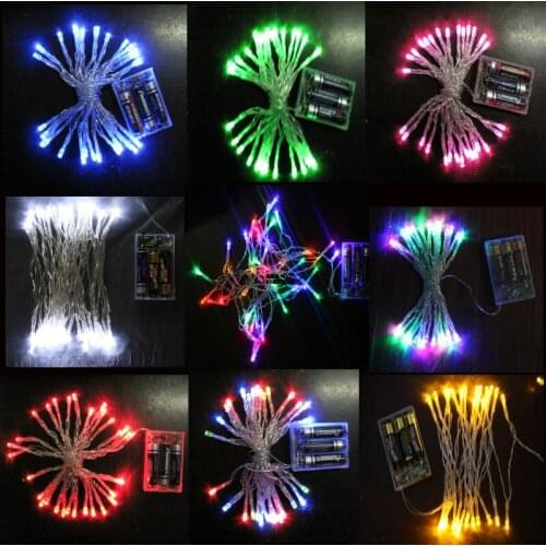 100pcs 2M 20 LED Battery Operated LED String for Xmas Garland Party Wedding Show Decoration Christmas mini shiny Fairy string