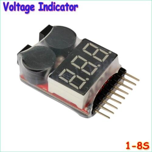 1pcs Hot Sell 1-8S LED Low Voltage Buzzer Alarm Lipo Voltage Indicator Checker Tester