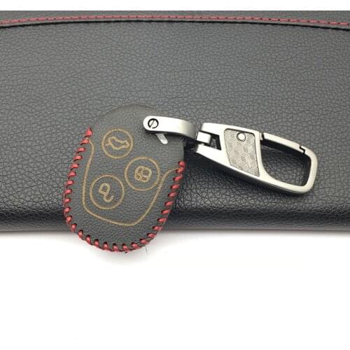 High Quality Leather Car Fob Key Case Cover For Ford Focus Mondeo Festiva Fusion Suit Fiesta KA 3 Button Remote Holder Protector