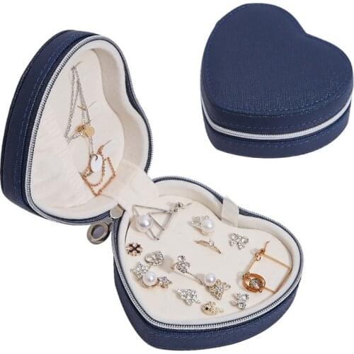 High-end Heart-shaped Portable Jewelry Box Leather Earrings earrings Necklace Holder Storage Box Jewelry Bag