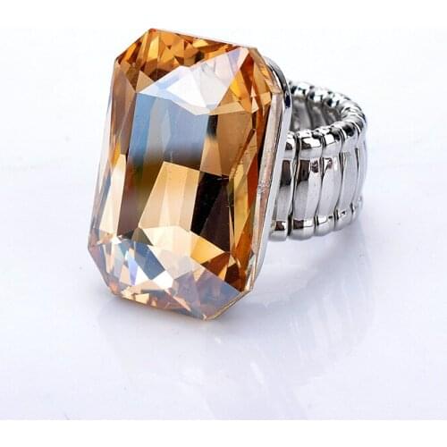 High-end Atmospheric Elastic Rope Square Crystal Ring Female Fashion Simple Zircon Jewelry Engagement Rings Anniversary Gift