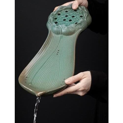 Japanese Heart Lotus Heart Pour Tea Tray Ceramic Kung Fu Tea Tray Household Vintage Water Storage Water Storage Type Tea Table