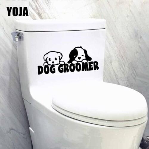 YOJA 23X9.5CM Creative Toilet Decal Wall Sticker Home Decor Dog Groomer Pet Cute Dog T5-1455