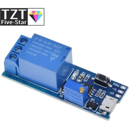 TZT Smart Electronics 5V-30V Delay Relay Timer Module Trigger Delay Switch Micro USB Power Adjustable Relay Module