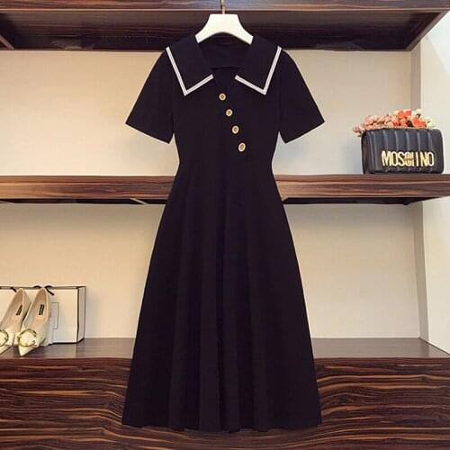 Women Dresses Summer 2021 Japan Style V Neck Button Solid Dress Short Sleeve A Line Dress Sundress Vestidos Korean Plus Size