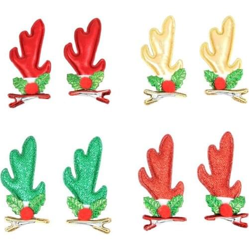 1 Pair Christmas Hair Clips Antlers Hairbands Boutique Ornament for Kids Headwrap Hair Bows Hairclip Cute Girls Hair Accessories