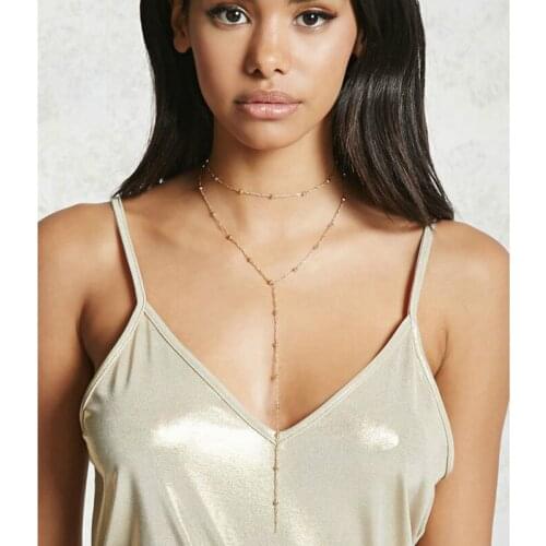 2017 Simple Gold Chain Long Choker Necklaces For Women Beads Pendants Chocker collares mujer collier ras du cou femme bijoux