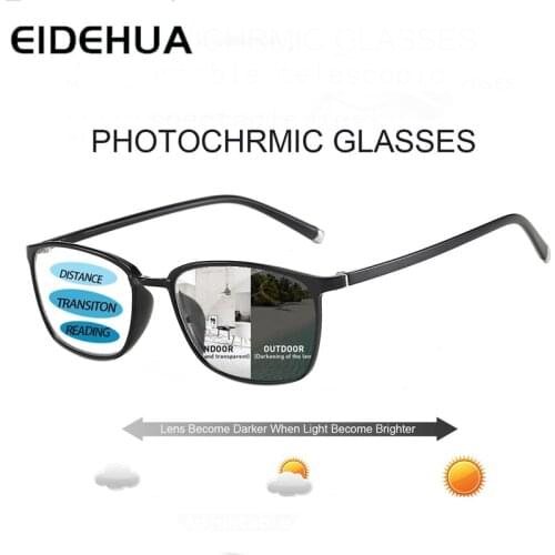 2021 Smart photochromic Multifocal Reading Glasses Unisex Anti-blue Outdoor Shade the sun Progressive Presbyopic Glasses 1.0-4.0