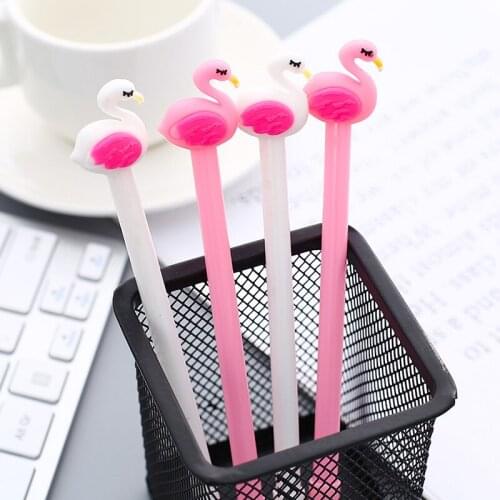 24pcs/set Cartoon Cute Flamingo Gel Pens Cool Swan Bird Kawaii Stationery Funny Back to School Stuff Thing Rollerball Ballpoint