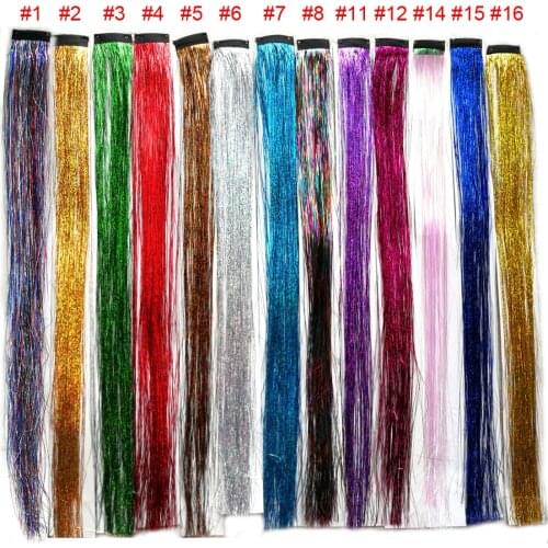 Sparkle Hair Tinsel Clip Glitter Holographic Hair extensions Rainbow Accessories for Braiding Headdress Gift for Christmas 30pcs