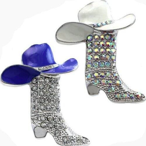 30 pcs a bag 5 colors Lucky Western Cowboy Boots Brooch Black & Pink Hat Pin Charm Enamel Jewelry