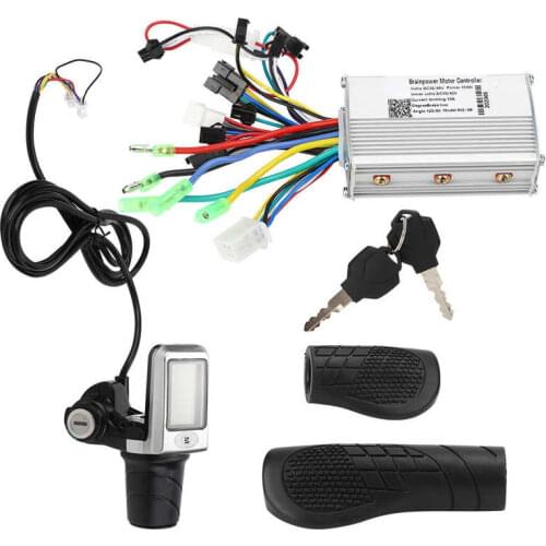 36V/48V 250W/350W Brushless Electric Bike Controller with 1 Pair Split Throttle Handle LCD Display Lock Keys Set E-bike Parts