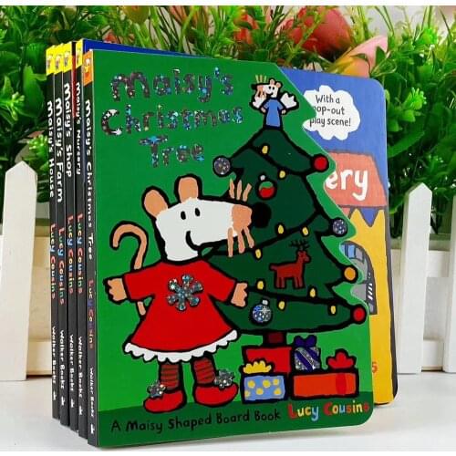 5 books Maisy mouse 3D scene board book English picture book baby kids IQ EQ practice Nursery/Farm/House/Shop Christmas tree